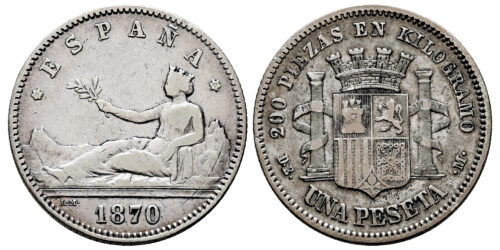 GOBIERNO PROVISIONAL 1 PESETA 1870*73 DEM
