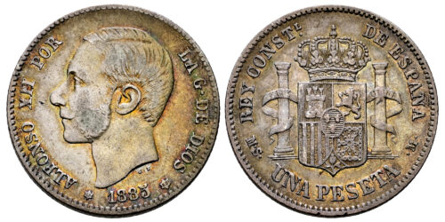 ALFONSO XII  1 PESETA 1885*18-86