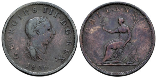 INGLATERRA 1/2 PENIQUE 1806 JORGE III