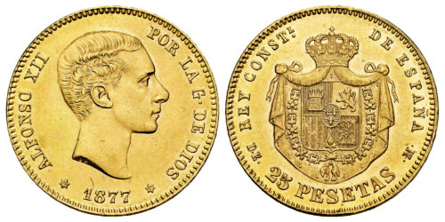 ALFONSO XII  25 PESETAS 1877