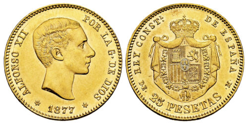 ALFONSO XII  25 PESETAS 1877