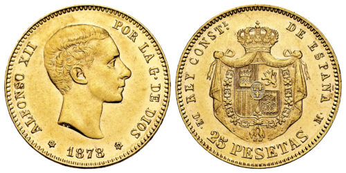 ALFONSO XII  25 PESETAS 1878 DEM