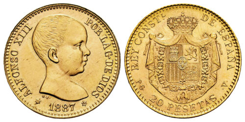 ESTADO ESPAÑOL 20 PESETAS 1887*19-62 (ALFONSO XIII)