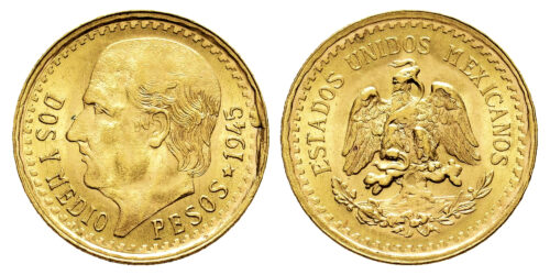 MEXICO 2 1/2 PESOS 1945 MIGUEL HIDALGO