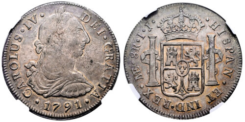 CARLOS IV  8 REALES 1791 LIMA IJ - Imagen 2