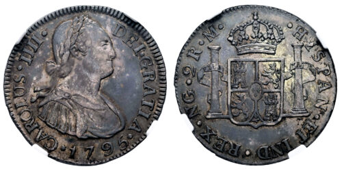 CARLOS IV  2 REALES 1795 GUATEMALA M - Imagen 2
