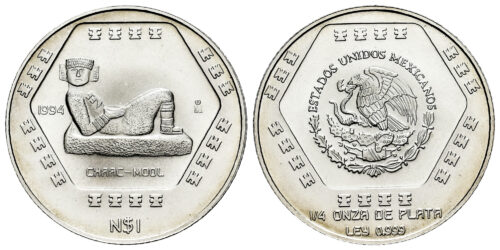 MEXICO 1 PESO 1994 CHAAC-MOOL (1/4 DE ONZA)