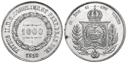 BRASIL 1000 REIS 1859 PEDRO II