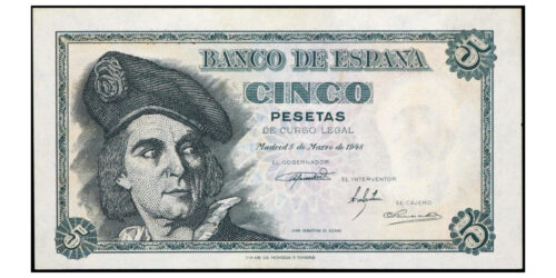 ESTADO ESPAÑOL 5 PESETAS 1948 DE ELCANO