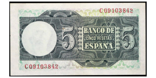 Alternative view of ESTADO ESPAÑOL 5 PESETAS 1948 DE ELCANO