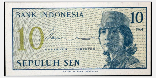 BILLETE; INDONESIA 10 SEN 1964