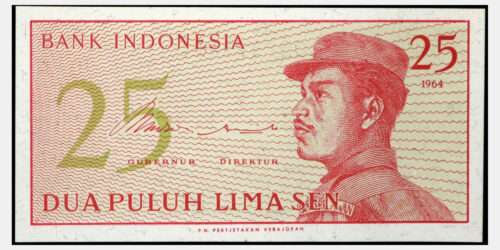 BILLETE; INDONESIA 25 SEN 1964