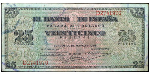 ESTADO ESPAÑOL 25 PESETAS 1938 LA GIRALDA SE SEVILLA