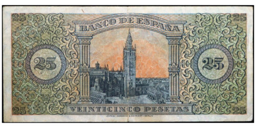 Alternative view of ESTADO ESPAÑOL 25 PESETAS 1938 LA GIRALDA SE SEVILLA