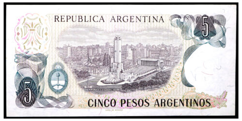 Alternative view of BILLETE; ARGENTINA 5 PESOS ND (1983-1984)