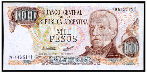BILLETE; ARGENTINA 1000 PESOS ND (1976-1983)