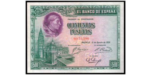 ALFONSO XIII  500 PESETAS 1928 CARDENAL CISNEROS