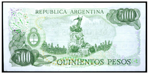 Alternative view of BILLETE; ARGENTINA 500 PESOS ND (1976-1983)
