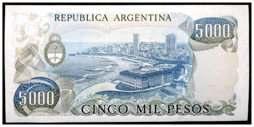 Alternative view of BILLETE; ARGENTINA 5000 PESOS ND (1976-1983)