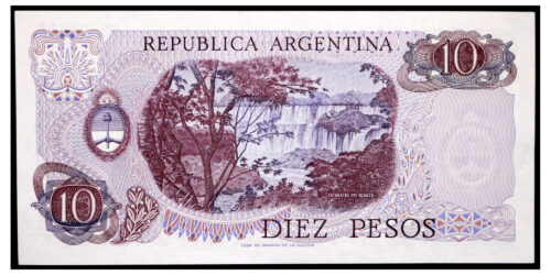 Alternative view of BILLETE; ARGENTINA 10 PESOS ND (1973-1976)