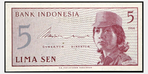 BILLETE; INDONESIA 5 SEN 1964