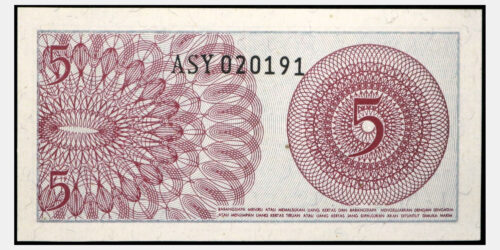 Alternative view of BILLETE; INDONESIA 5 SEN 1964