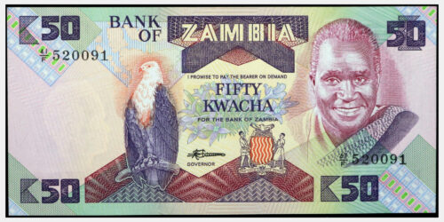 BILLETE; ZAMBIA 50 KWACHA (1986-88)