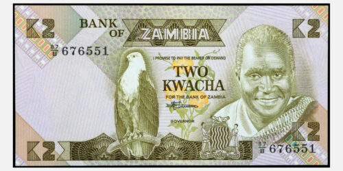 BILLETE; ZAMBIA 2 KWACHA ND (1980-1988)