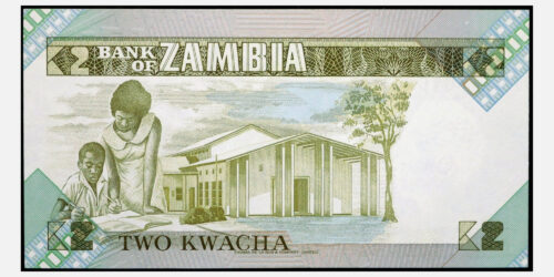 Alternative view of BILLETE; ZAMBIA 2 KWACHA ND (1980-1988)