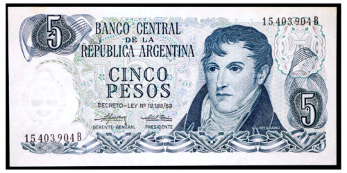 BILLETE; ARGENTINA 5 PESOS ND (1974-1976)