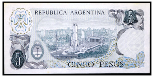 Alternative view of BILLETE; ARGENTINA 5 PESOS ND (1974-1976)