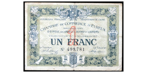 BILLETE; FRANCIA 1 FRANCO 1917