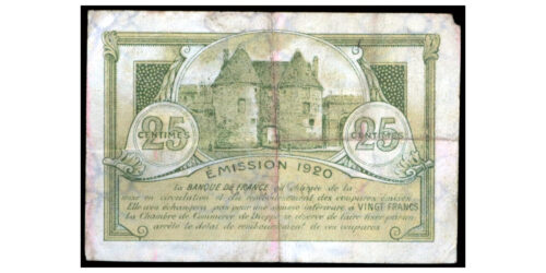 Alternative view of BILLETE; FRANCIA 25 CENTIMES 1920