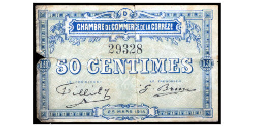 BILLETE; FRANCIA 50 CENTIMES 1915