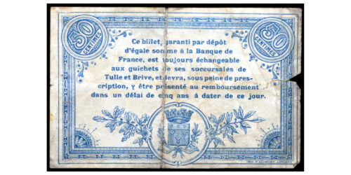 Alternative view of BILLETE; FRANCIA 50 CENTIMES 1915