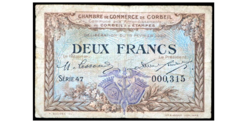 BILLETE; FRANCIA 2 FRANCOS 1920
