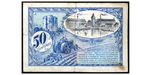 Alternative view of BILLETE; FRANCIA 50 CENTIMES 1920