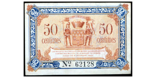 Alternative view of BILLETE; FRANCIA 50 CENTIMES ND (1914-1922)