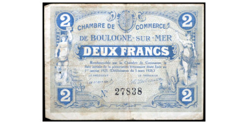 BILLETE; FRANCIA 2 FRANCOS 1920