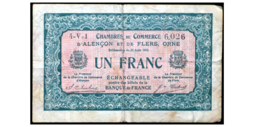 BILLETE; FRANCIA 1 FRANCO 1915