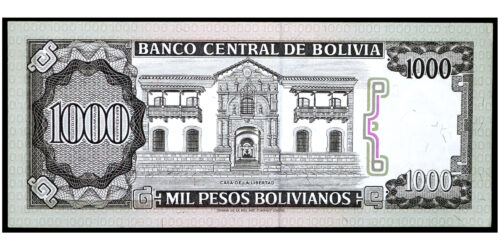 Alternative view of BILLETE; BOLIVIA 100 PESOS BOLIVIANOS 1982