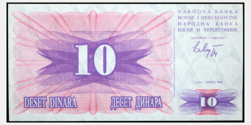 BILLETE; BOSNIA-HERZEGOVINA 10 DINARA 1992 - Imagen 2