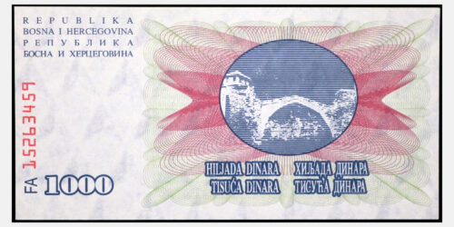BILLETE; BOSNIA-HERZEGOVINA 1000 DINARA 1992