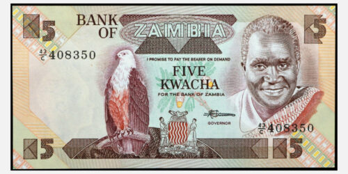 BILLETE; ZAMBIA 5 KWACHA (1980-88)