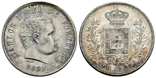 PORTUGAL 500 REIS 1891 CARLOS I
