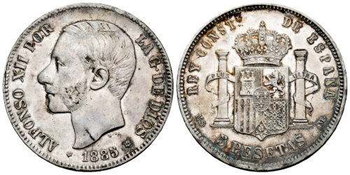 ALFONSO XII  5 PESETAS 1885*18-86