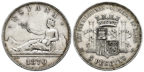GOBIERNO PROVISIONAL 5 PESETAS 1870