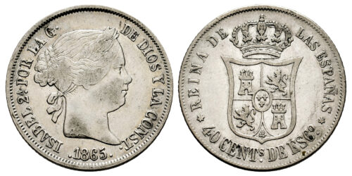 ISABEL II  40 CENTIMOS DE ESCUDO 1865 MADRID