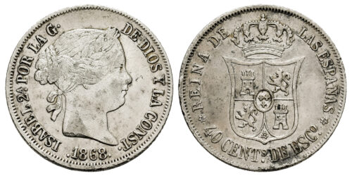 ISABEL II  40 CENTIMOS DE ESCUDO 1868*18-68 MADRID