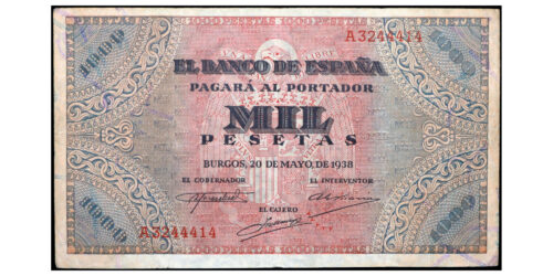 ESTADO ESPAÑOL 1000 PESETAS 1938 BURGOS
